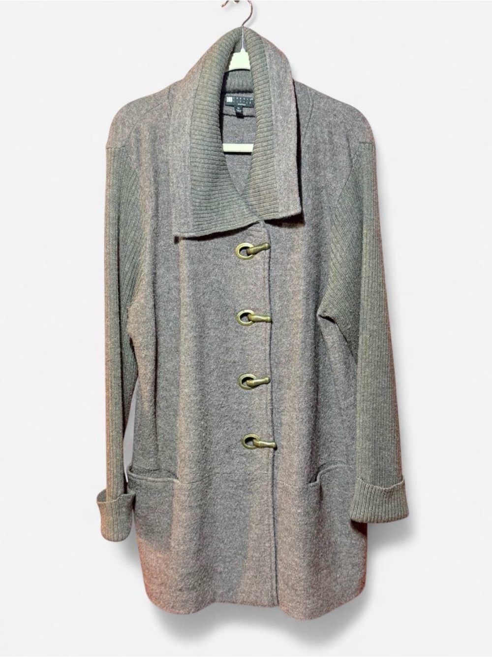 Carole Little Gray Shawl-Collar Toggle Pea Coat